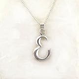 Sterling Silver Initial Charm Necklace, Letter E