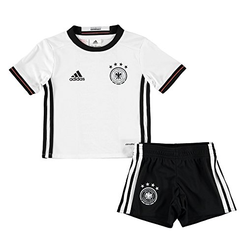 adidas Baby Trikot und Shorts UEFA Euro 2016 DFB Mini-Heimausrüstung, Top:White/Black Bottom:Black/White, 92, AA0139