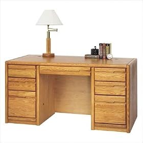 Kathy Ireland Home by Martin Furniture Contemporary Double Pedestal Solid Wood Computer Desk in Oak