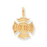 14k Fire Department Badge Pendant