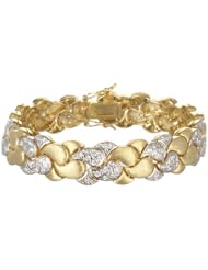 7.25" TEAR DROP LINK GOLD SATIN AND WHITE CZ BRACELET