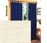 BLACKOUT Textured Thermal Insulated Tab Top Curtain PAIR 84'' x 63'' long - Beige