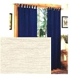 BLACKOUT Textured Thermal Insulated Tab Top Curtain PAIR 84'' x 63'' long - Beige by 
