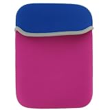 2n1 Combo - 2-Sided Reversible Premium Laptop Just Fit Neoprene Sleeve Case Cover - Bundle with LCD Screen Protector for Amazon Kindle 1st and 2nd Generation Electronic Reading Device - (Kindle NOT included) , Dark Blue / Magenta