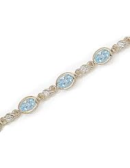 14kt Yellow Gold Oval Aquamarine and Diamond Bracelet