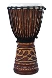 Tan Deep-Carved African-Style Djembe Drum- 19-20 Tall x 10 Head