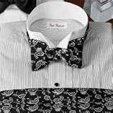 5-Pleat Vertical Stripe Wing Collar Tuxedo Shirt
