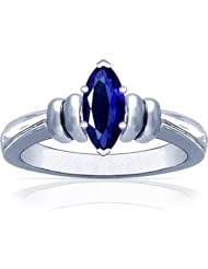 18K White Gold Marquise Cut Blue Sapphire Solitaire Ring