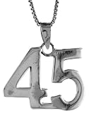 Sterling Silver Number 45 Pendant 3/4 in. (18 mm)