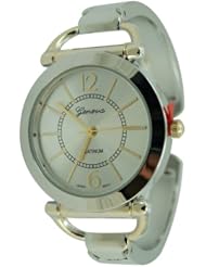 Geneva Platinum 12273212 Womens Round Face Cuff Watch-2TONE