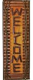 Hand-Crafted Vertical Welcome Sign Plaque With Green A Natural Wood Log Twig Look (Made Of Wood) 18