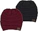 H-6020a-2-0664 Solid Beanie Bundle - Black & Burgundy (2 Pack)