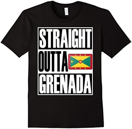 Men's Teecastle Straight Outta Grenada Quality Flag T-Shirt Large Black