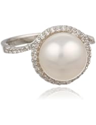 Bella Freshwater Cultured Pearl (10-10.5 mm) and Cubic Zirconia Halo Ring