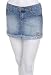 Juniors / Missy Faded Blue Denim Cotton Embroidered 5-Pocket Mini Skirt - New !