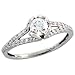 14 Karat Weissgold Diamant Solitaerer Ring, mit 0.42 Karat (Mitte) & 0.21 Karat (Seiten) Brilliantschliff Diamanten, (6.5mm) breit