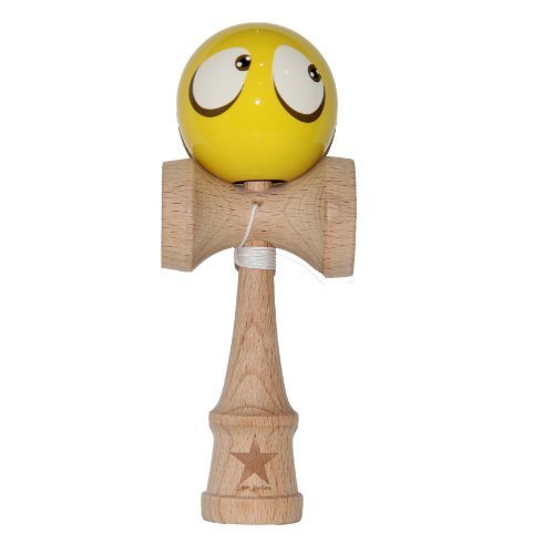 Yellow Face Eye Super Kendama, Japanese Wooden Toy, Super Sticky, USA Seller