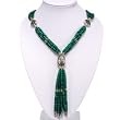 Handmade Teal Green Azurite Lariat Necklace With Silver Pendant
