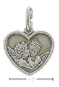 Sterling Silver Medium Antiqued Angel Heart Charm