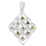 1.8 Ct. Multi-Color Tourmaline 925 Sterling Silver Kaleidoscope Pendant