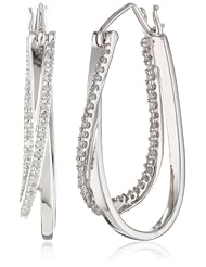 10k White Gold and Diamond Hoop Earrings (1/4 cttw, I-J Color, I2-I3 Clarity)