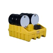Justrite 28666 EcoPolyBlend 66 Gallon Sump Capacity, 49" x 59" x 26" Size, 3060 Load Capacity Black 100% Recycled Modular System