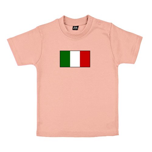 Baby – Kleinkinder T-Shirt – Italiafahne groß Grün-Weiß-Rot – Textil pink / Motiv farbig Gr. 6-12 Monate