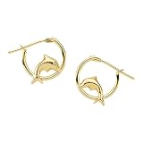 14K Yellow Gold Dolphin Hoop Children's Earrings