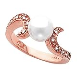 18K Rose Gold Akoya Cultured Pearl and Diamond Ring - 7.00mm Size 5.0