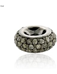 12*4mm Diamond Pave Rondelle Spacer Bead .925 Sterling Silver Jewelry