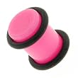 Neon Pink Plugs with O Ring - 12G (Sold as pair)