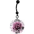 Pink Tribal Rose Belly Ring