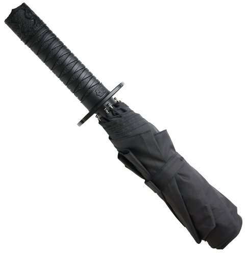 Mini Samurai Sword Black Ninja Folding Umbrella Auto Release Sports