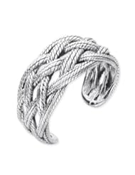 CleverEves Sterling Silver Oxidized Fancy Braid Design Cuff Bracelet