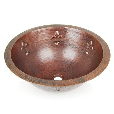 Fleur De Lis Round Copper Undermount Sink Finish: Shiny Copper, Edge: Flat