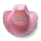 Pink Princess Cowboy Hat with Tiara ~ Halloween Princess Cowboy Costume Accessories