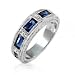 Bling Jewelry Art Deco Blue Sapphire Color CZ Alternating Stone Wedding Band Ring