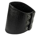 Oil Tanned Genuine Leather Wristband Black Punk Biker