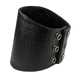 Oil Tanned Genuine Leather Wristband Black Punk Biker