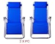 Two New Foldable Zero Gravity Chair Recliner Lounge Patio Chairs - Blue