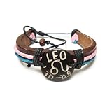 Leo The Lion Zodiac Leather Bracelet with Earth Tone Cords and Beads