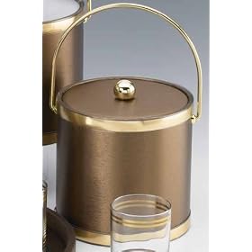 Kraftware 46861 Brushed Silk - Bronze 3 Quart Ice Bucket with Vinyl Cover, Bands and Bale... by Kraftware