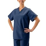 Medline Unisex Reversible Scrub Top with Set in Sleeves - Navy