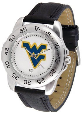 West Virginia Mountaineers Suntime Mens Sports Watch w/ Leather Band - NCAA College Athletics