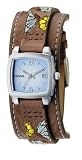 Fossil JR1112 Ladies Brown Leather Cuff Strap Watch with Blue Dial