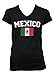 Cybertela Faded Mexico Flag Junior Ladies V-neck T-shirt