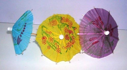 24 x Multi Coloured Paper Cocktail Umbrellas Parasoles by wpg