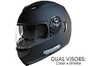 DOT APPROVED - MOTORCYCLE FULL FACE HELMET DUAL VISOR (CLEAR & SMOKE) MATTE FLAT BLACK SPORT STREET BIKE CRUISER SNOWMOBILE HELMET - MEDIUM