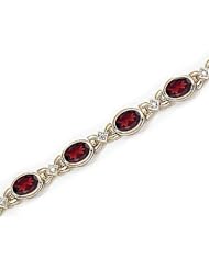 14kt Yellow Gold Oval Garnet and Diamond Bracelet