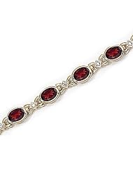 14kt Yellow Gold Oval Garnet and Diamond Bracelet